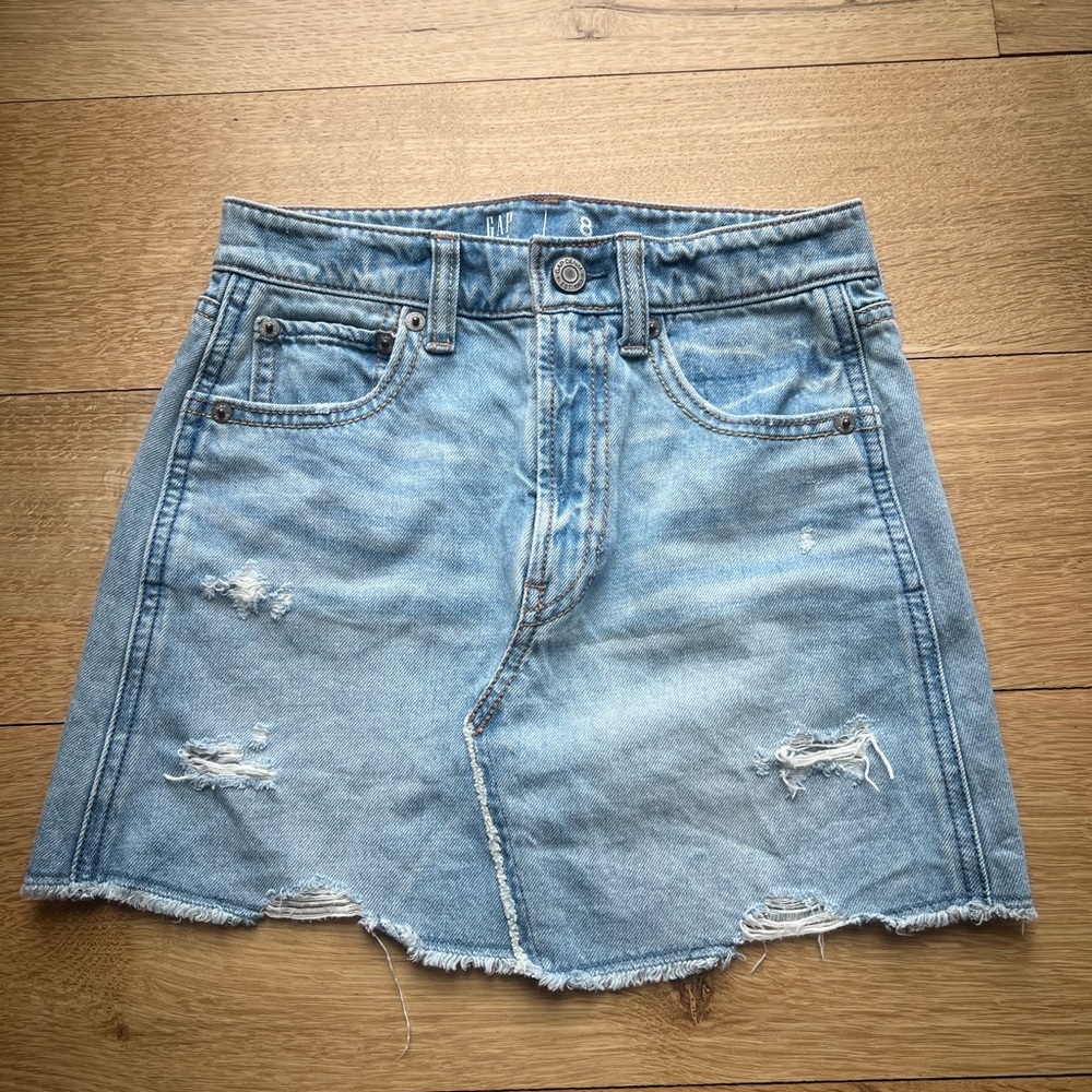GAP GIrls Denim Distressed Mini Skirt